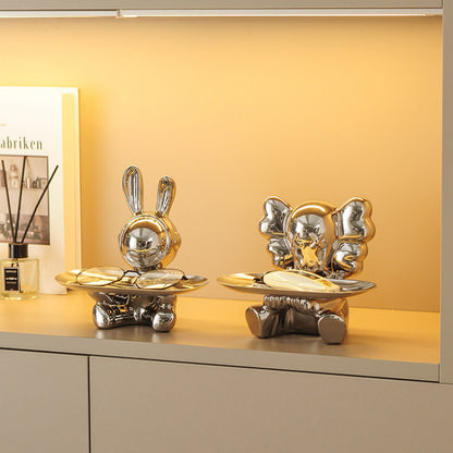 Ceramic Elephant Bunny Bear Tray Storage - Multi-purpose, Electroplating Process