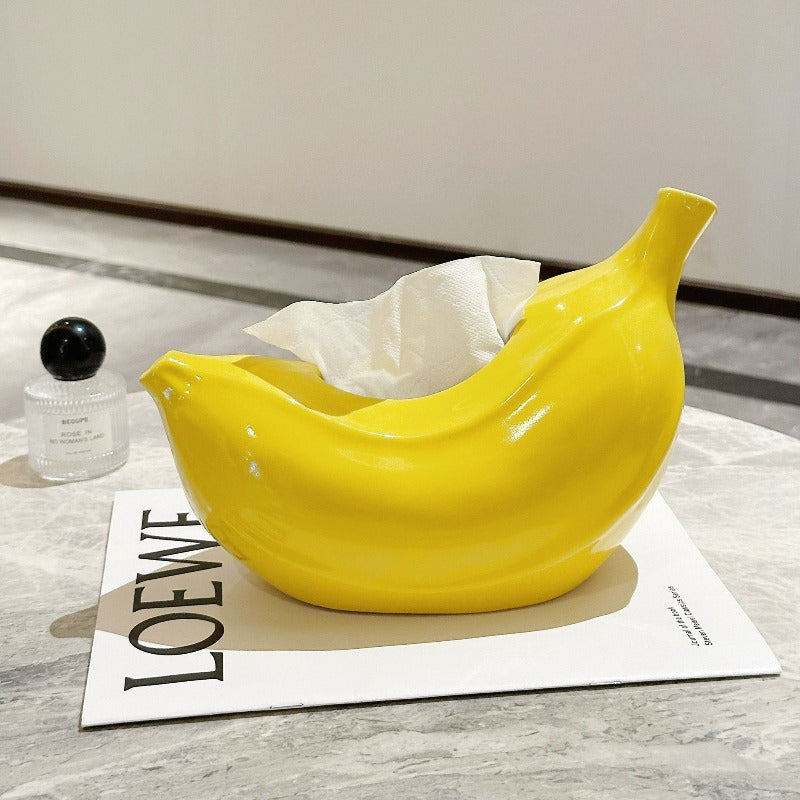 Creative Banana Ceramic Tissue Box ---- Porcelain thick, dual-use, smooth drawing