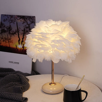 White Swan Scandinavian Simple Feather Lamp ------ Real goose feathers, three kinds of light, brightness automatic adjustment