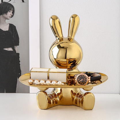 Ceramic Elephant Bunny Bear Tray Storage - Multi-purpose, Electroplating Process