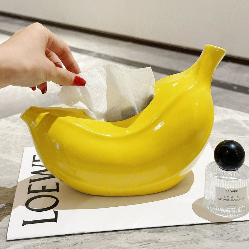 Creative Banana Ceramic Tissue Box ---- Porcelain thick, dual-use, smooth drawing