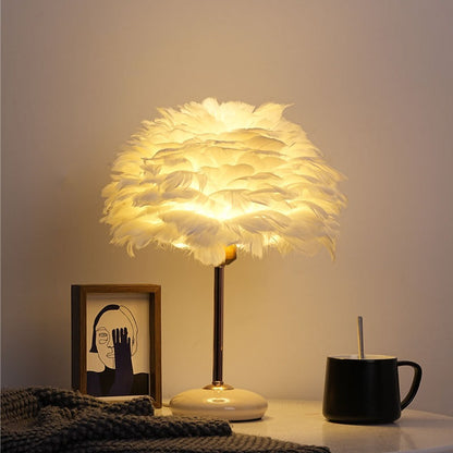 White Swan Scandinavian Simple Feather Lamp ------ Real goose feathers, three kinds of light, brightness automatic adjustment