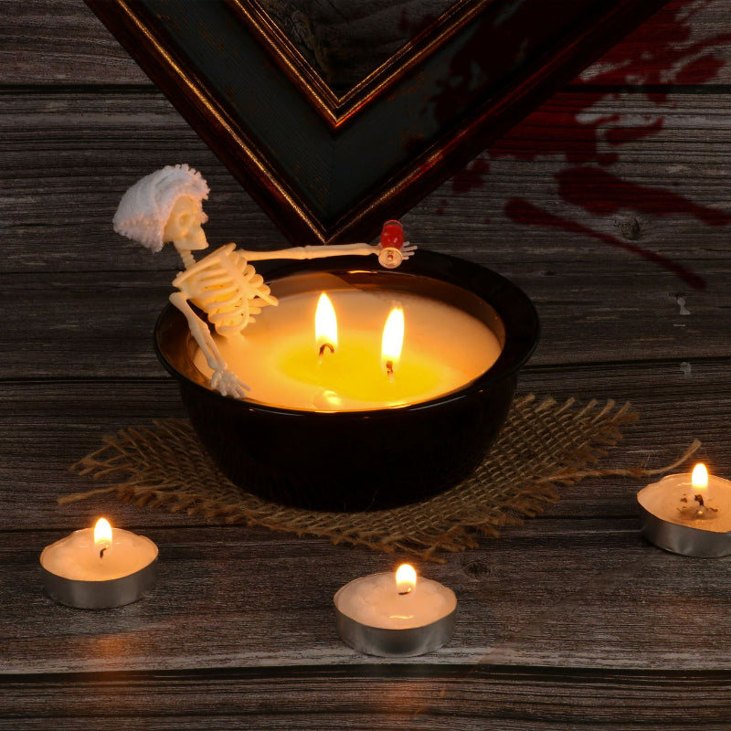 Skeleton Bathtub Aromatherapy Candle — Perfect for Halloween, Spooky Design with Cozy Fragrance