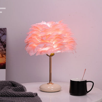 White Swan Scandinavian Simple Feather Lamp ------ Real goose feathers, three kinds of light, brightness automatic adjustment