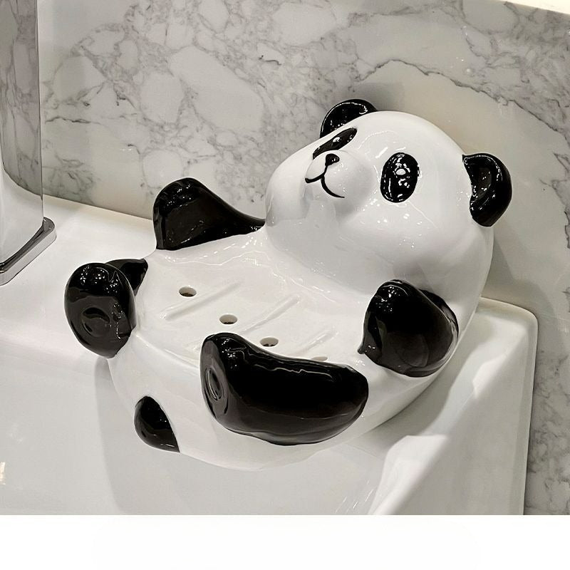 Panda Ceramic Bathroom Soap Box Lotion Bottle