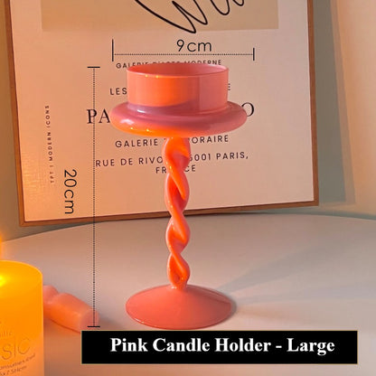 Pink Glass European Candle Holder ---- Valentine's Day Candlelight Dinner, Birthday Ornament