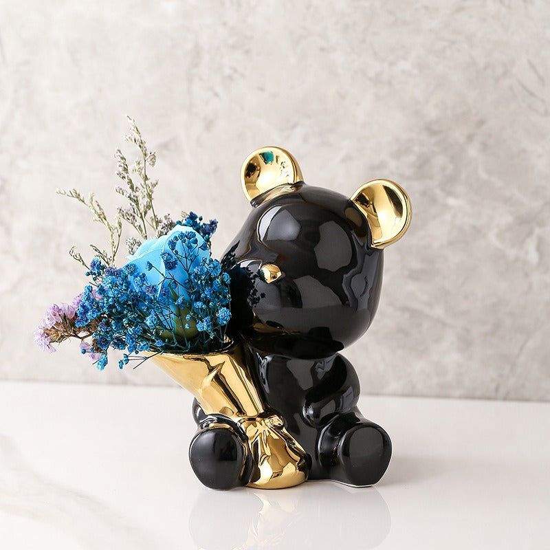 Flowering Violent Bear Ceramic Entryway Living Room Craft Ornament