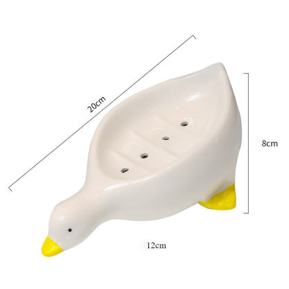 Cartoon Creative Cute Duck Ceramic Soap Box ---- No water accumulation, prevent soap bubbling