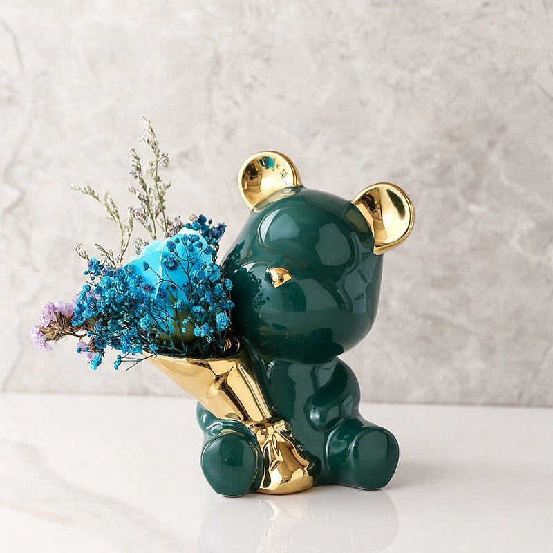 Flowering Violent Bear Ceramic Entryway Living Room Craft Ornament